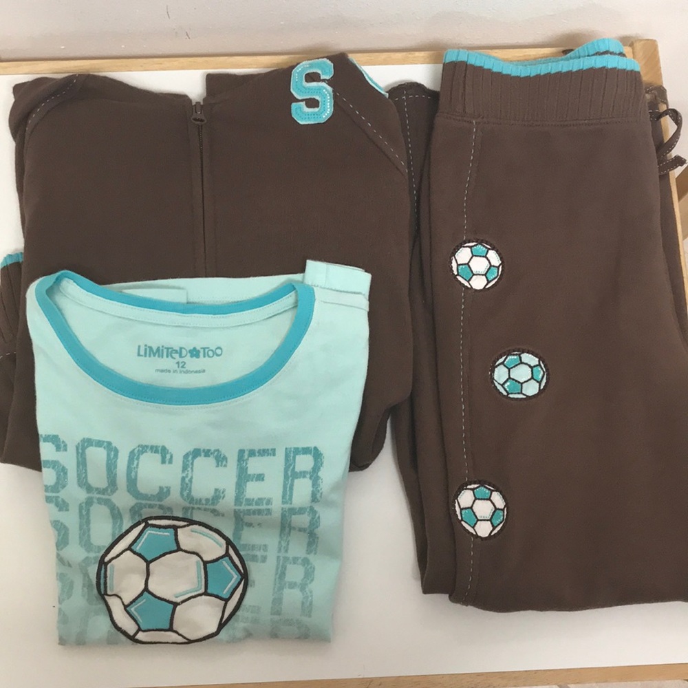 Girls Brown and Turquoise Cotton Soccer Tracksuit